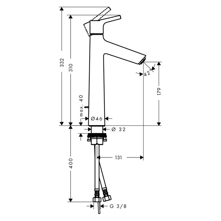Bateria umywalkowa 1-uchwytowa Hansgrohe Talis S 80 wys. 206 mm, chrom, komplet odpływowy, LowFlow- sanitbuy.pl