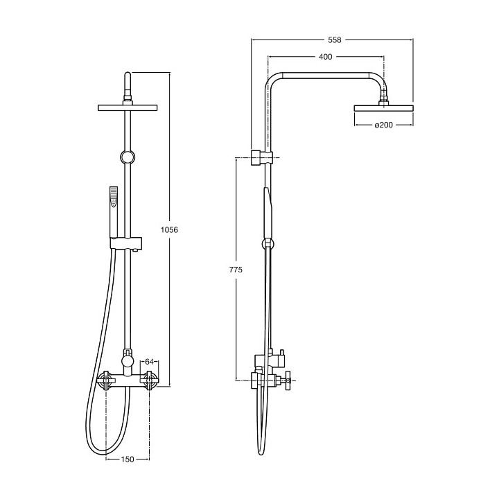 Dusch-set thermostatisch Roca Moai-T Chrom, wys. 1128 mm- sanitbuy.pl