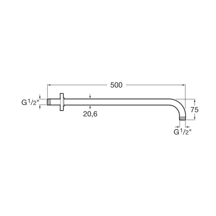 Arm Dusch-, Wand- Roca Raindream Chrom, dł. 500 mm- sanitbuy.pl