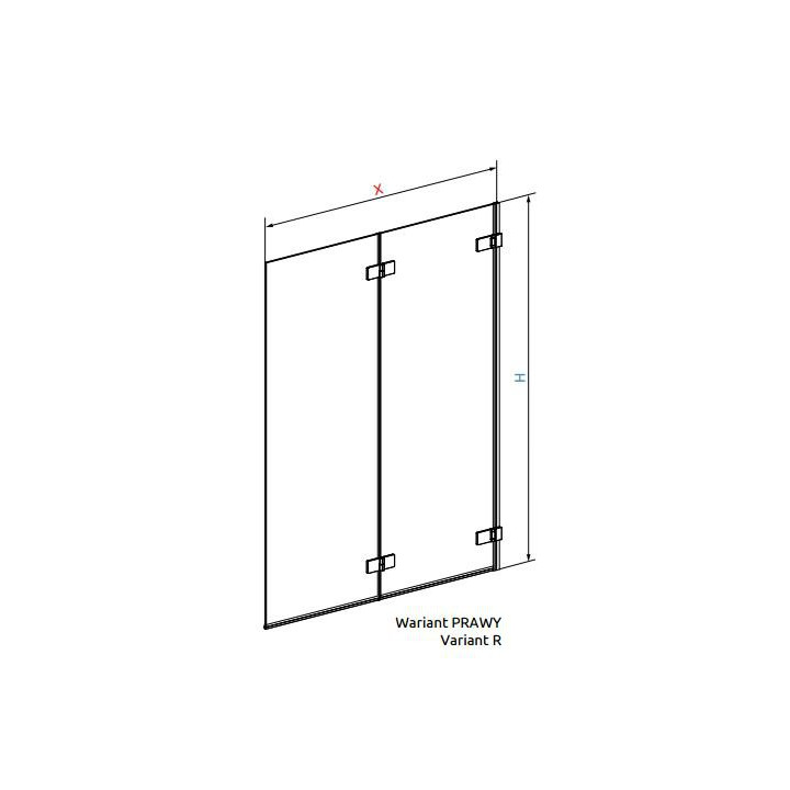 Parawan nawannowy Radaway Arta PRD lewy,  składany, Chrom, wys. 1500 mm- sanitbuy.pl