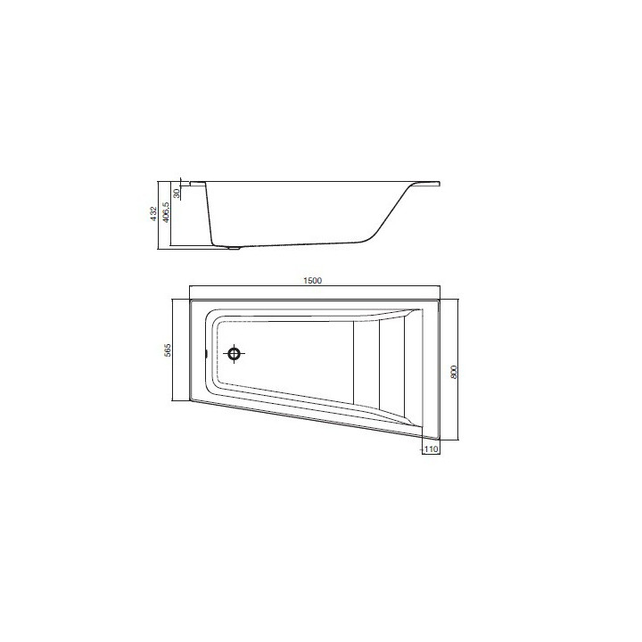 Eck-badewanne asymmetrisch Roca Easy links, weiß, Acryl-, 150 x 80 cm, Füße w zestawie- sanitbuy.pl