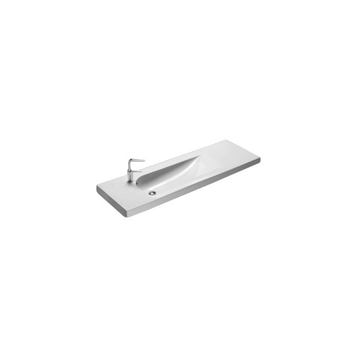Asymmetrischer waschtisch Hatria Grandangolo YXF3 zur Wandmontage 150 x 50 cm, weiß, Hahnloch von links- sanitbuy.pl