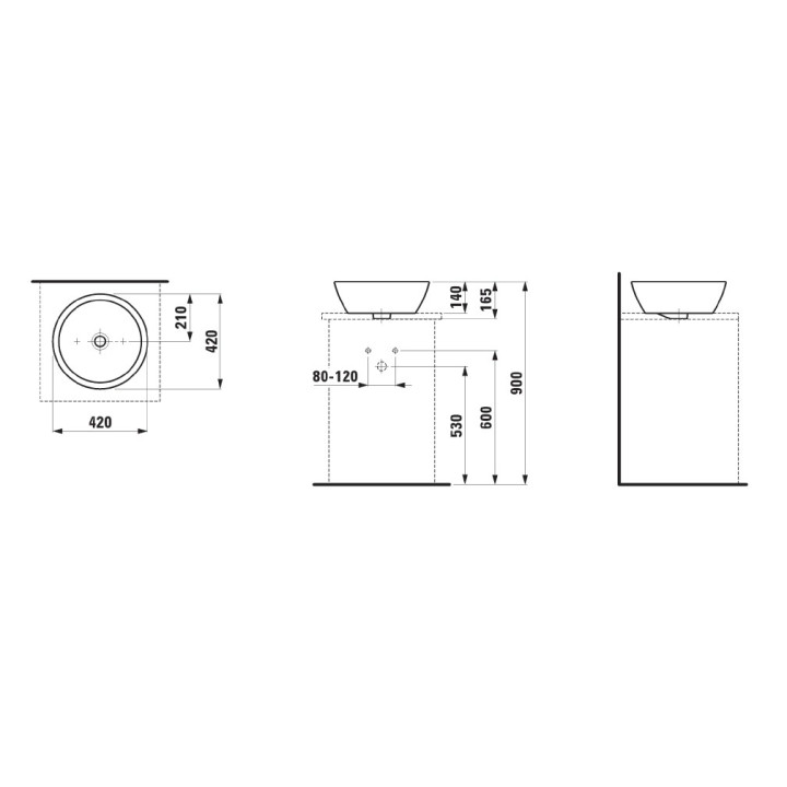 Waschtisch rechteckig Laufen Pro hängend, 55 x 48 cm, weiß, mit Hahnloch- sanitbuy.pl