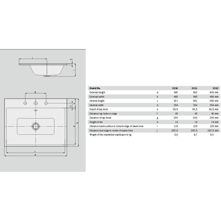 Waschtisch zur Wandmontage Kaldewei Cono 60 x 50 x 12 cm, weiß, Hahnloch, ohne Überlauf, powierzchnia uszlachetniona- sanitbuy.p