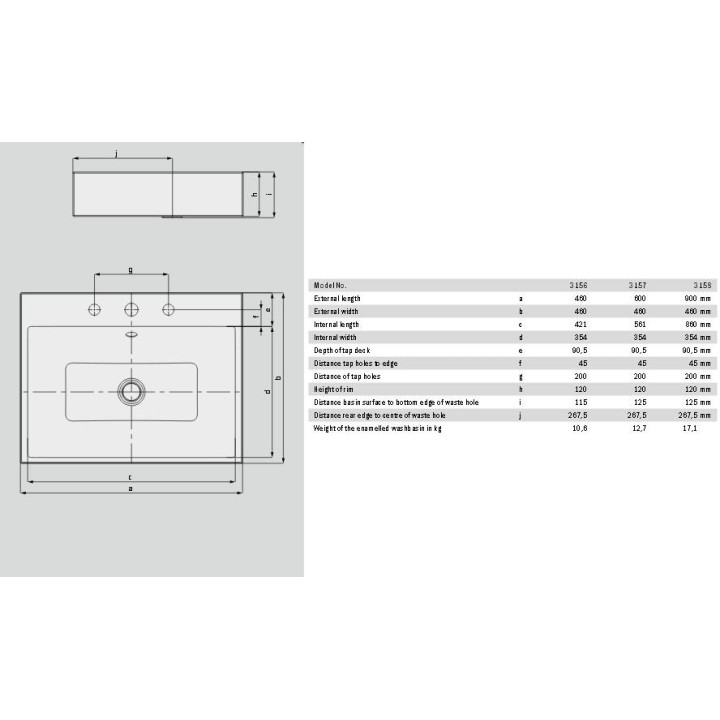 Aufsatzwaschtisch Kaldewei Puro 90 x 46 x 12 cm, weiß, Hahnloch, z Überlauf, powierzchnia uszlachetniona- sanitbuy.pl