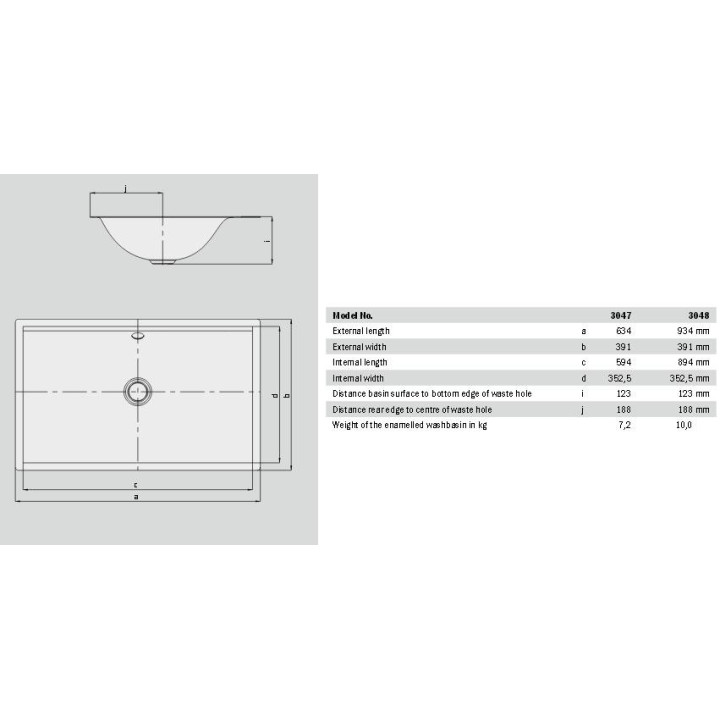 Aufsatzwaschtisch Kaldewei Silenio 60 x 46 x 12 cm, weiß, Hahnloch, z Überlauf, powierzchnia uszlachetniona- sanitbuy.pl