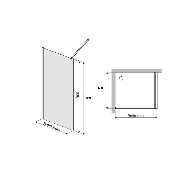 Parawan/Wand Sanplast P/TX5b WALK-IN 80 x 190 cm, W15, glänzend silbern, przezroczysty/Sitodruk, GalssProtect- sanitbuy.pl