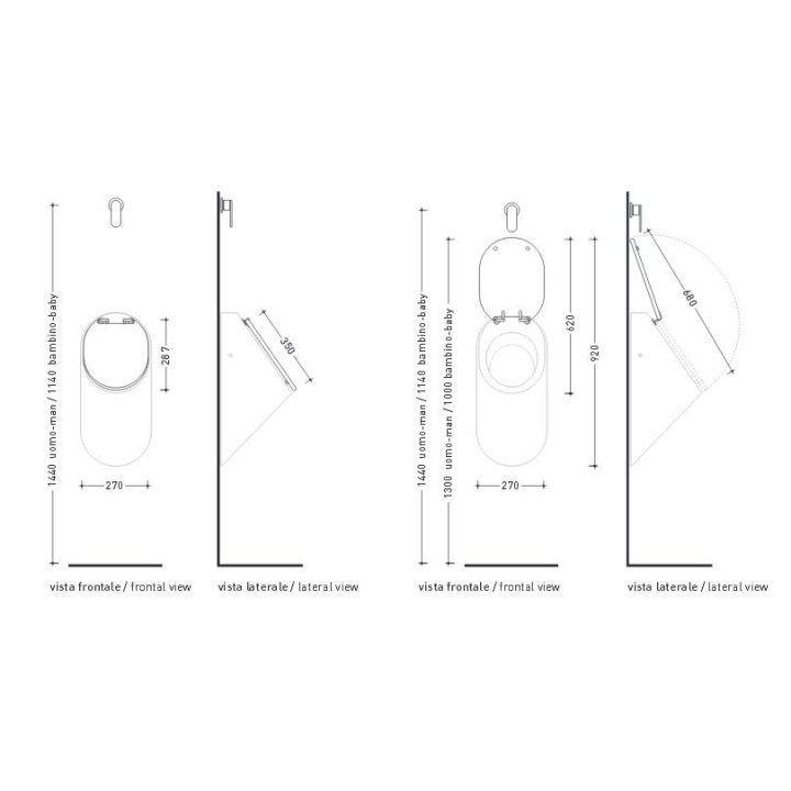 Urinal Flaminia KEY weiß Glanz, 29 x 63 x 29 cm- sanitbuy.pl