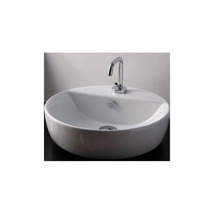 Aufsatzwaschtisch, rund Galassia Eden weiß, śr. 48 cm, Überlauf, Hahnloch- sanitbuy.pl