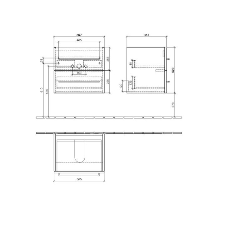 Schrank Unterbau- Villeroy & Boch Avento kryształowy szary, 61,8 x 52 x 44,7 cm, 2 szuflady- sanitbuy.pl