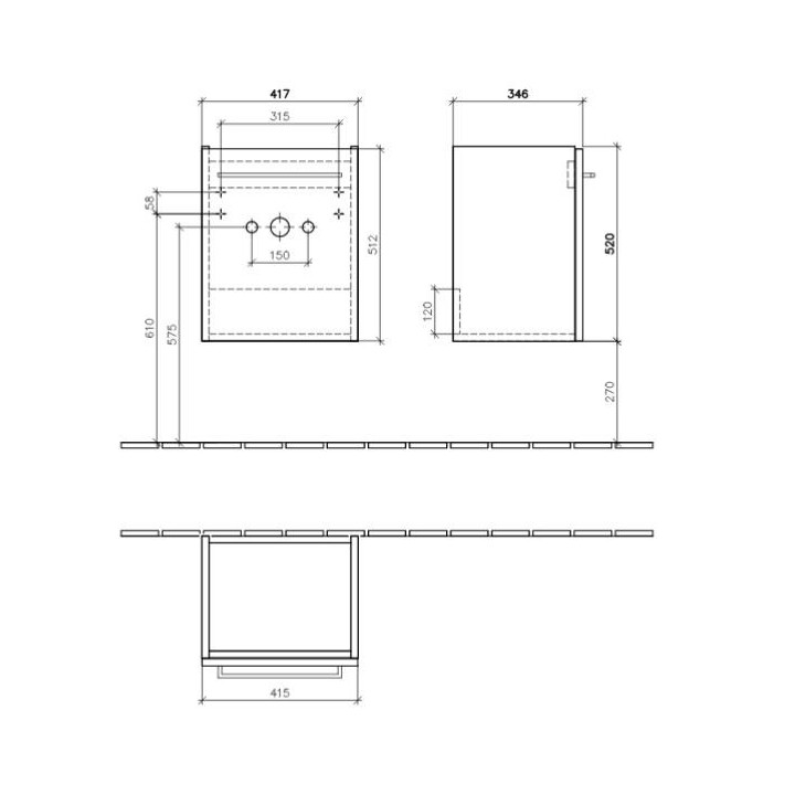 Schrank Unterbau- Villeroy & Boch Avento kryształowy szary, 51,2 x 52 x 34,8 cm, Scharniere von links- sanitbuy.pl