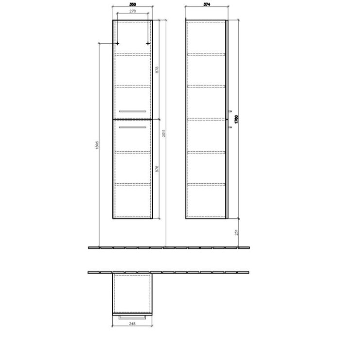 Schrank boczna Villeroy & Boch Avento kryształowy szary, 35 x 89,2 x 37 cm, Scharniere von links- sanitbuy.pl