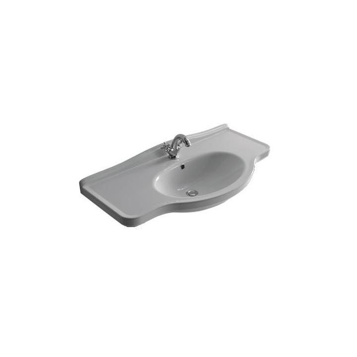 Wandwaschtisch Galassia MEG11 weiß, 85 x 44 x 20 cm, ohne Überlauf, Ablage mit Hahnloch- sanitbuy.pl