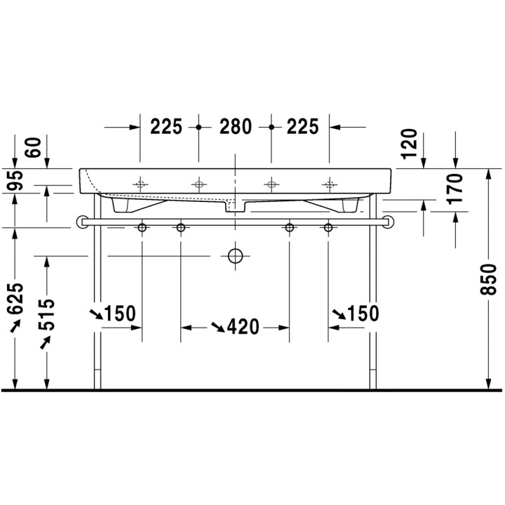 Waschtisch mit unterschrank Duravit Happy D., 100 cm, mit 1-Anschluss, Weiß Alpin WonderGliss- sanitbuy.pl