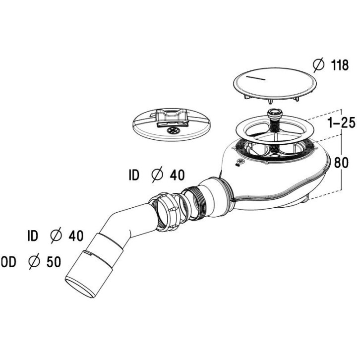 Ablaufgarnitur für duschwanne Radaway TB90 Turboflow Chrom, Abfluss 40/50 mm- sanitbuy.pl