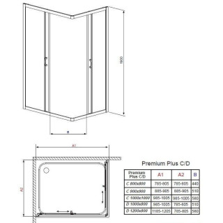 Kabine quadratisch Radaway Premium Plus C 100x100 Glas transparent, Chrom - sanitbuy.pl