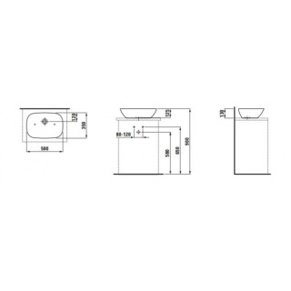 Aufsatzwaschtisch 500 x 350 mm SaphirKeramik ohne Hahnloch na baterie Laufen INO- sanitbuy.pl