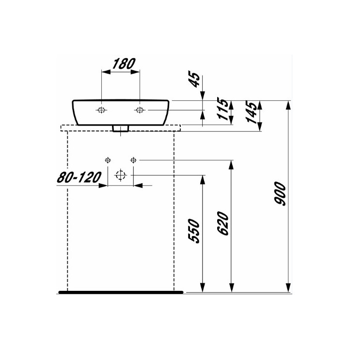 Waschtisch zur Wandmontage 450 x 340 mm mit Hahnloch Laufen Pro A- sanitbuy.pl