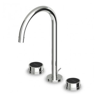 Waschtischarmatur mit 3 anschlüssen mit Stöpsel Chrom/schwarz Zucchetti SAVOY- sanitbuy.pl