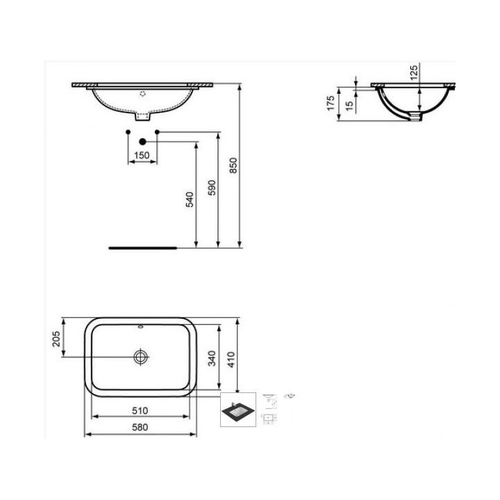 Unterbauwaschtisch 58 cm, weiß Ideal Standard Connect - sanitbuy.pl