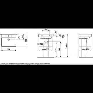 Waschtisch zur Wandmontage 550 x 465 mm mit Hahnloch weiß Laufen PRO S- sanitbuy.pl