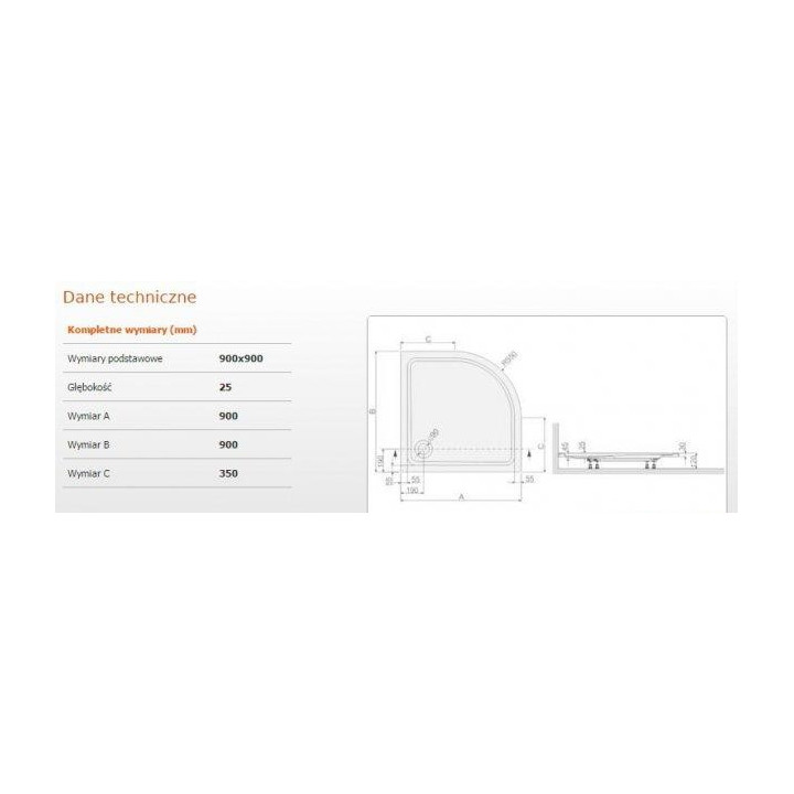 Duschwanne halbrund BP/FREE 90x90x2,5 cm +STB Sanplast Free Line- sanitbuy.pl