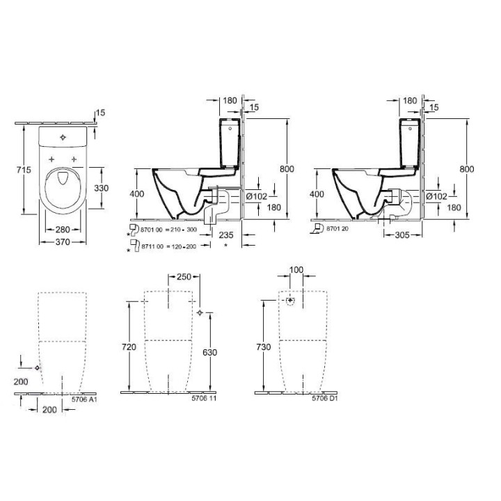 Becken WC stehend Tiefspül-, 37 x 70 cm, Weiss Alpin, Abfluss poziomy Villeroy & Boch Subway 2.0- sanitbuy.pl