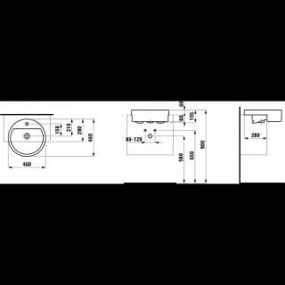 Halbeinbauwaschtisch śr. 460 mm mit Anschluss na baterie weiß Laufen LIVING CITY- sanitbuy.pl