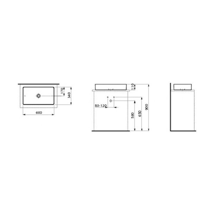 Aufsatzwaschtisch 60x34cm weiß ohne Hahnloch LAUFEN Living Square- sanitbuy.pl