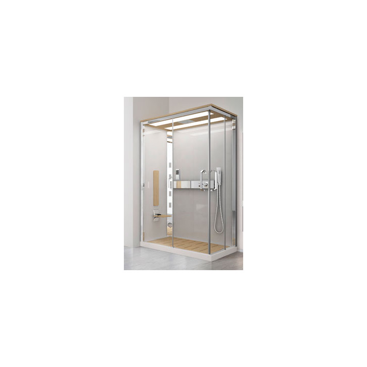 Kabina Novellini Nexis 1 120x80x234 cm lewa z dachem,sauną i deszczownicą - wykończenie biały- sanitbuy.pl