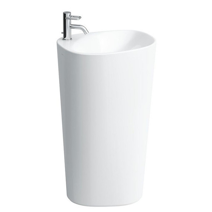 Waschtisch freistehend 52x39,5x90 cm ze zintegrowanym postumentem i mit Hahnloch, weiß - sanitbuy.pl