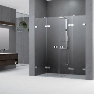 Tür wnękowe rechts Novellini Gala 2P 157-159.5cm mit Festwand transparent Glas profil Chrom, montaż na profilu- sanitbuy.pl