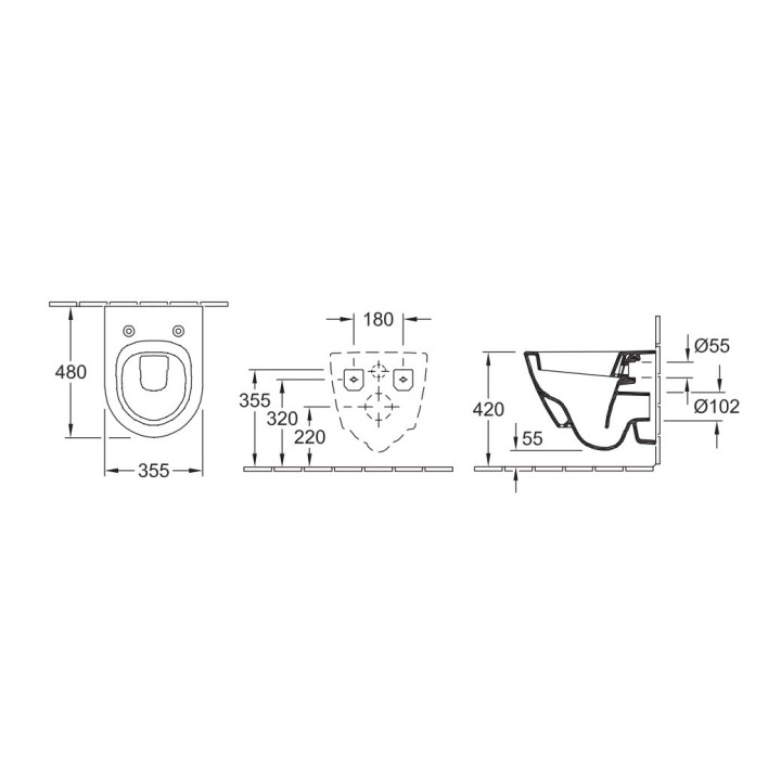 Becken Villeroy&Boch Subway 2.0, hängend, 35,5x48 cm, Abfluss poziomy, Weiss Alpin CeramicPlus- sanitbuy.pl