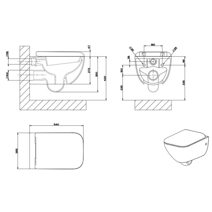 Misa wc Závěsná Gessi Goccia 35.5 x 54cm biela odtok vodorovný- sanitbuy.pl