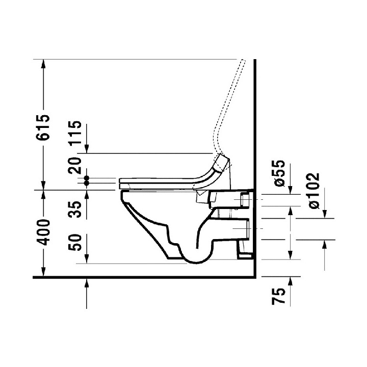 Závesné wc wc Duravit DuraStyle 370 x 620 mm biela S povrchom wondergliss- sanitbuy.pl