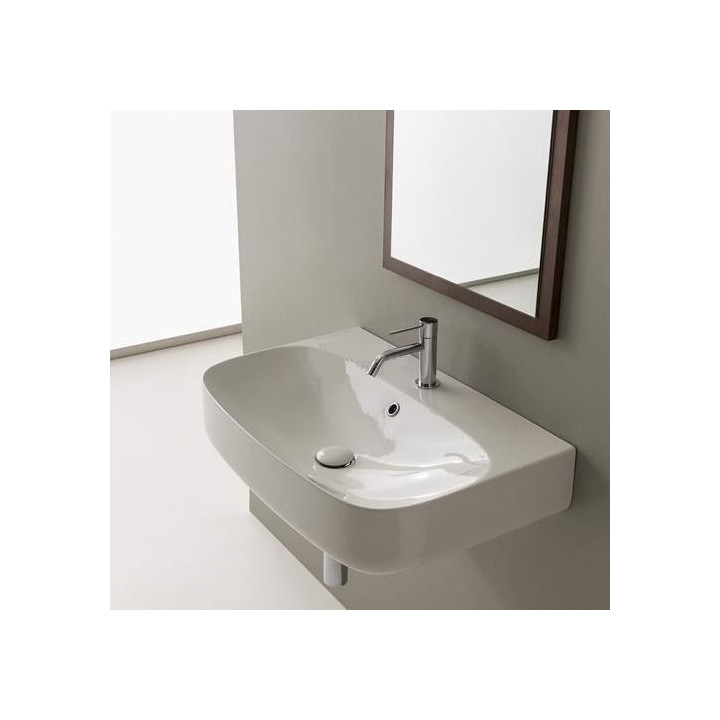 Umývadlo na stěnu Scarabeo Moon 70x45cm biela bez prepadu, s otvorom na baterie - sanitbuy.pl