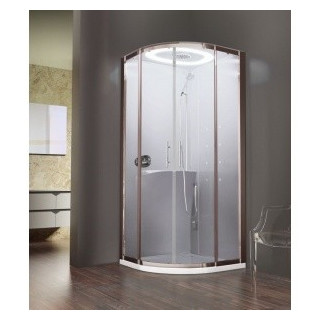 Sprchový kút Novellini EON masażowo-parný, 90x90 cm, saténové profily, sklo S povrchom Crystal Clear- sanitbuy.pl