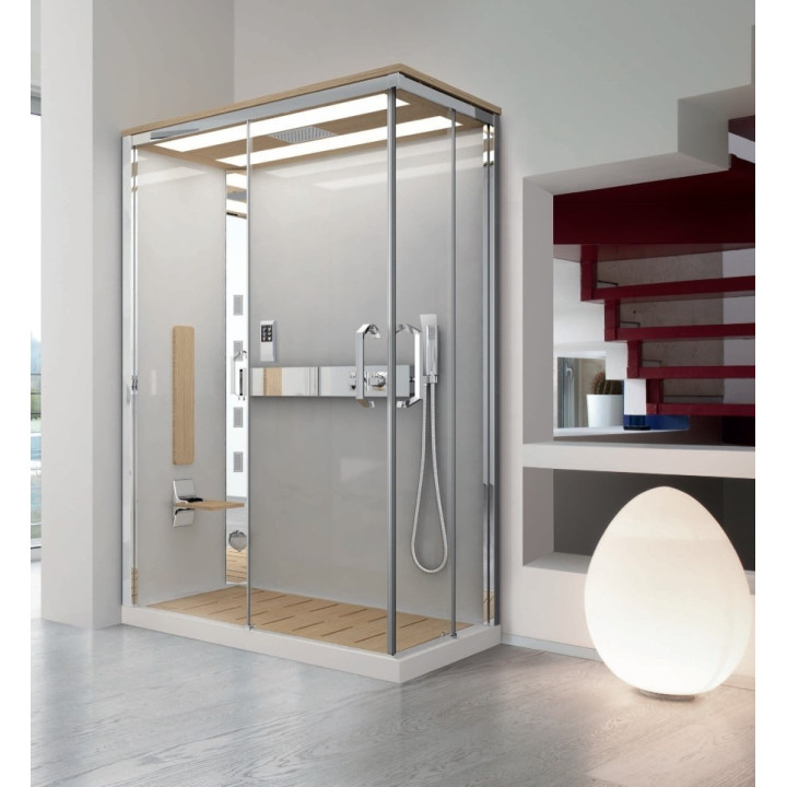 Sprchový kút Novellini Nexis 1 obdĺžniková se střechou a stropnou sprchou 120x80x209 cm, pravé, biele- sanitbuy.pl