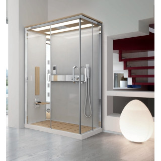 Sprchový kút Novellini Nexis 1 obdĺžniková se střechou a stropnou sprchou 120x80x209 cm, ľavé, biele- sanitbuy.pl