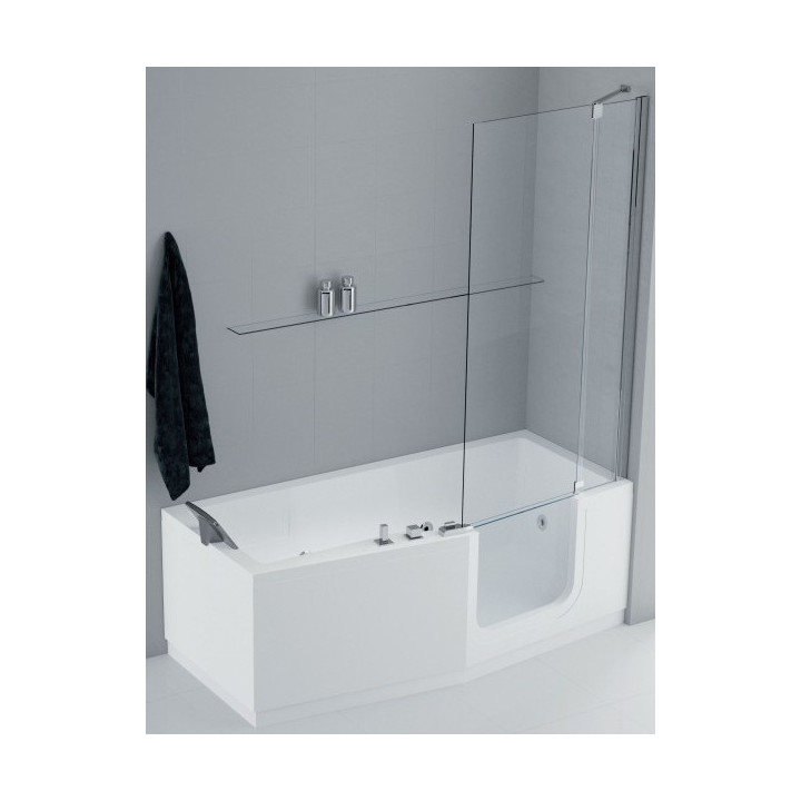 Vaňová zástena Iris Comby, výška 150 cm, pravé, profil chróm, sklo číre- sanitbuy.pl