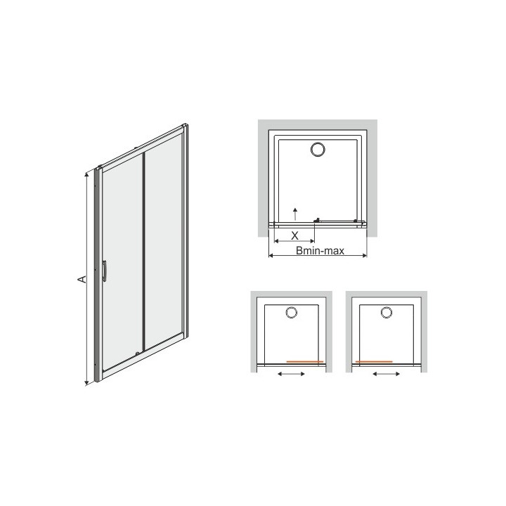 Sprchový kút prístenná štvrťkruhový SanPlast TX 100x100x190cm sklo číre, profil chróm, Šírka vstupu 725mm, Glass Protect- sanitb