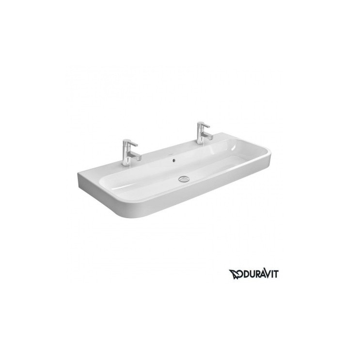 Umývadlo nábytkové Duravit Happy D.2 brúsená 120x50,5 cm, z dwoma otvormi na batériu, z prepadom, biela - sanitbuy.pl