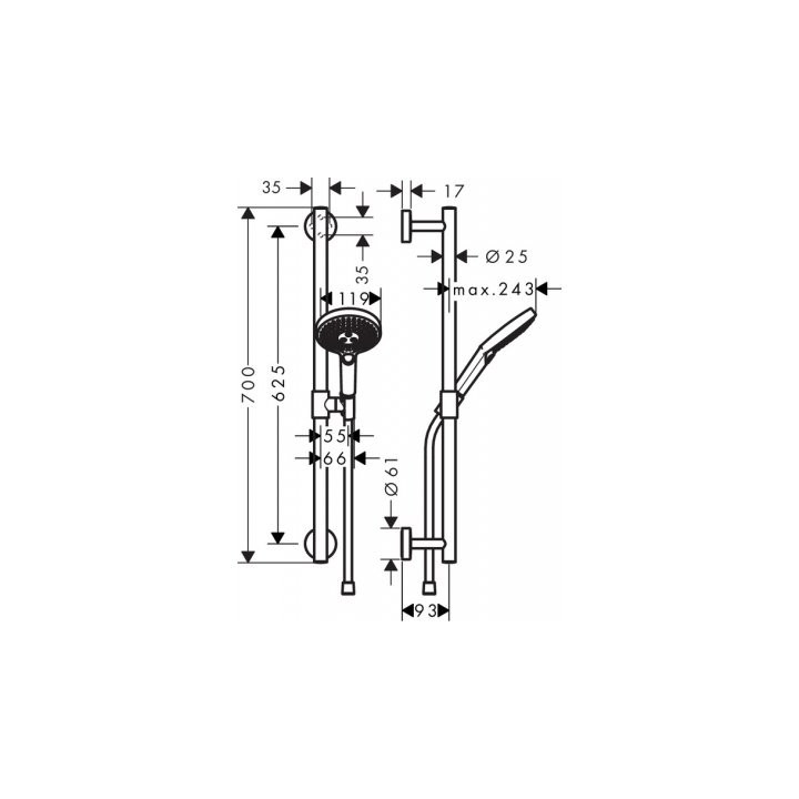 Sprchový set Hansgrohe Raindance Select S 120/Unica Comfort 0,65 chróm - sanitbuy.pl