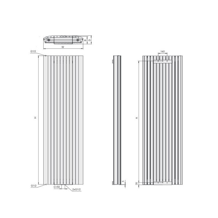 Radiátor Enix Memfis (MS) 61,5x200 cm - farba štandardný- sanitbuy.pl