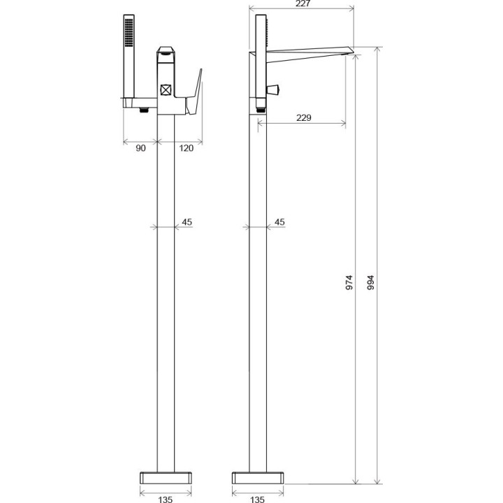 Vanova Batéria Ravak FREEDOM podłogowa 994mm chróm- sanitbuy.pl