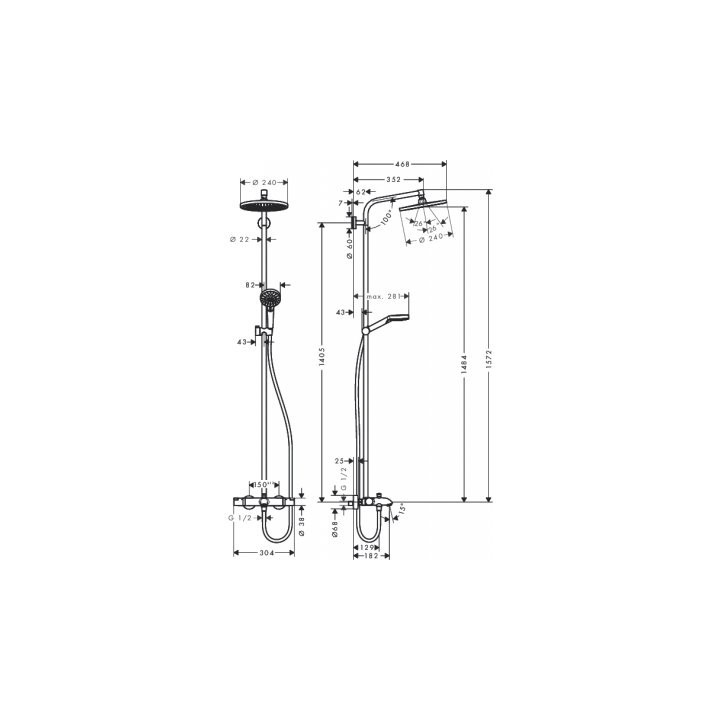 Súprava prysznicowo-vaňová Hansgrohe Crometta S 240 chróm - sanitbuy.pl