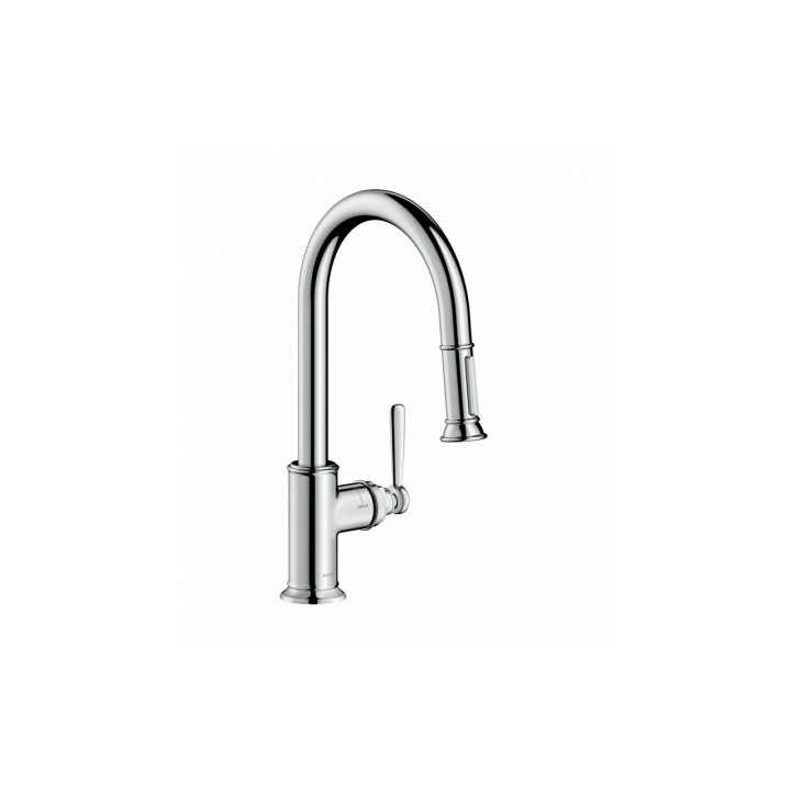 Drezová batéria Axor  Montreux, wys. 39,6 cm, páková, s výsuvnou sprchou, DN15, chróm- sanitbuy.pl