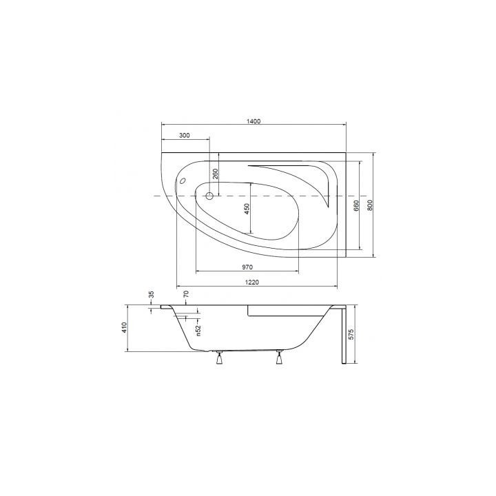 Rohová vaňa Besco Cornea 140x80 cm asymetrická pravé biela- sanitbuy.pl