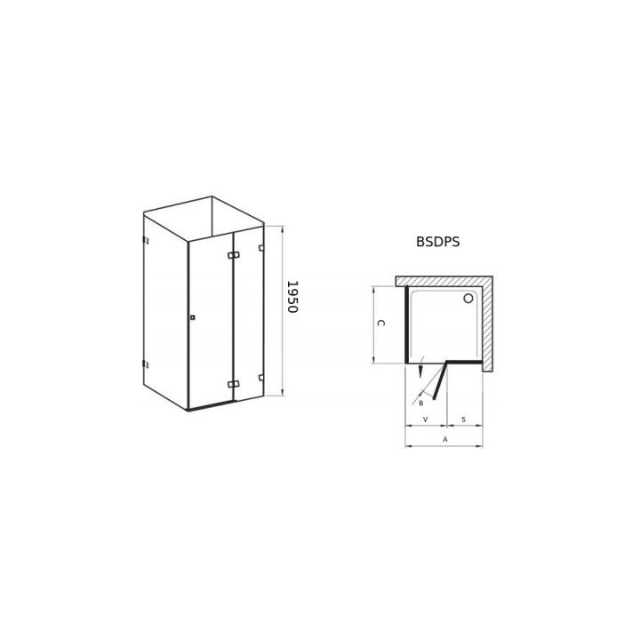 Dverí sprchové i pevná bočná stena stála BSDPS 120x90 L Ravak Brilliant z wejściem z przodu - ľavé, chróm + transparent- sanitbu