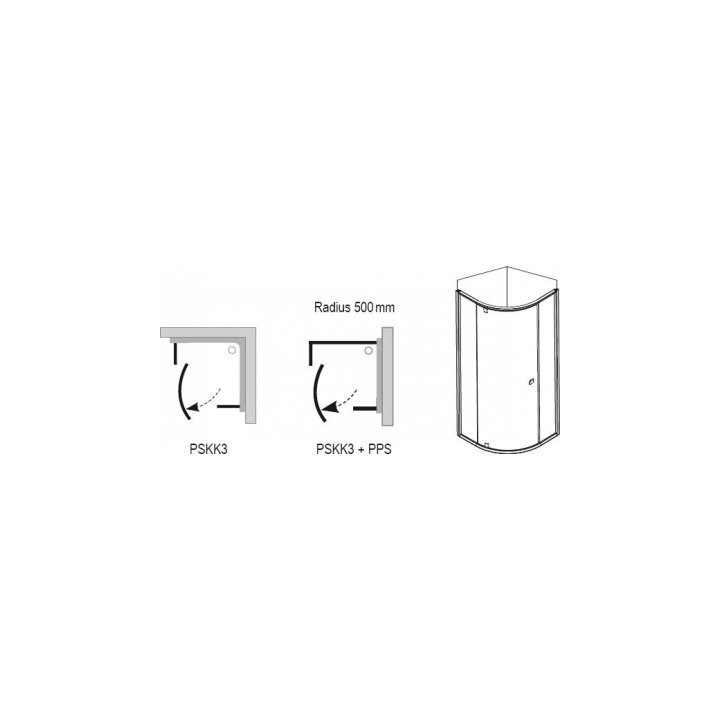 Sprchový kút Ravak Pivot PSKK3-100 štvrťkruhový polerowane hliník + transparent PSKK3 - sanitbuy.pl